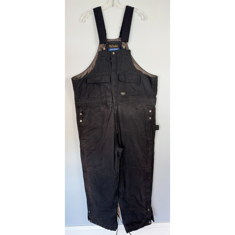 Walls Zero Zone Black Insulated Canvas Bib Overall XL Short 42-44 Work Utility